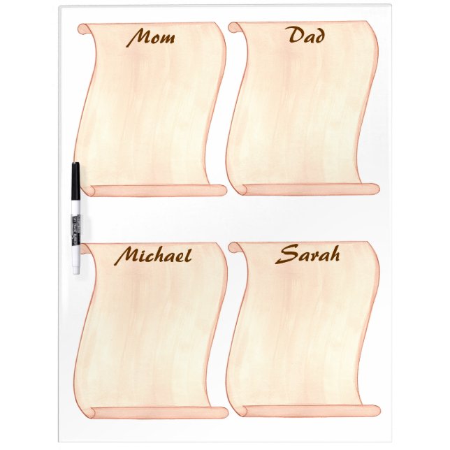 Four Personalized Scrolls - Dry Erase Board (Front)