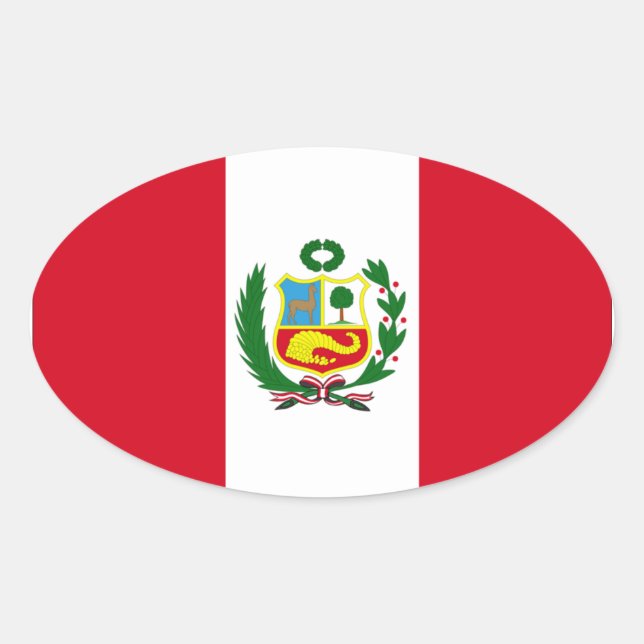 FOUR Peru National Flag Oval Sticker (Front)