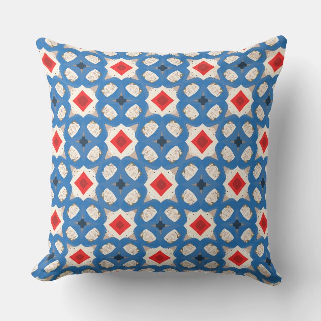 Four Petals Shape Lined Denim Color Throw Pillow (Front)