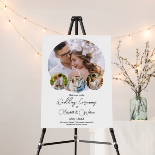 Four Photo Collage Couple Wedding Welcome Sign
