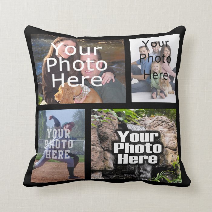 Four Photo Collage Custom Pillow Zazzle