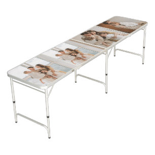 Four Photo Collage Fun Customizable Photo Template Beer Pong Table