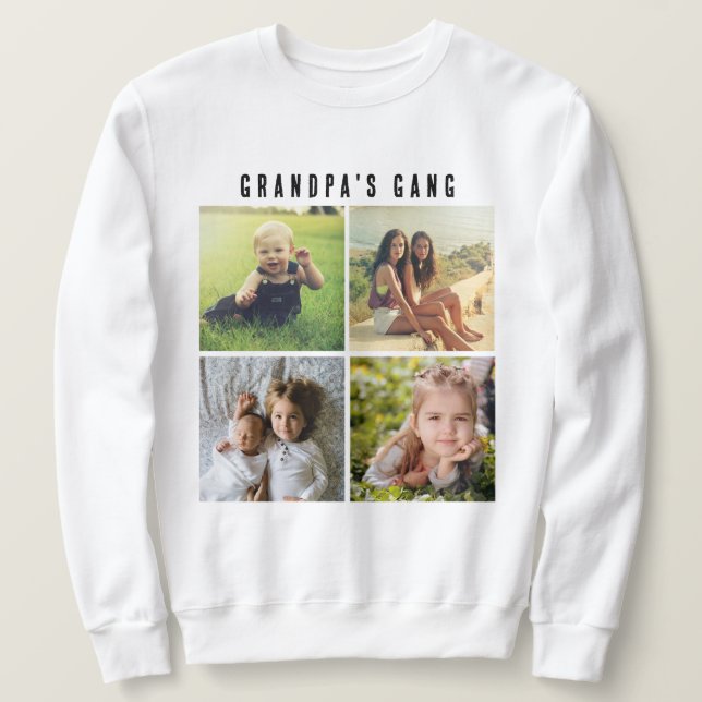 Four Photo Collage Grid, Grandpa's Gang Custom Sweatshirt (Design Front)