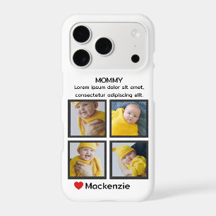 Four Photo Collage Heart Personalized Custom Text iPhone 17 Pro Case