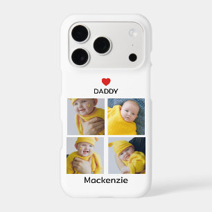Four Photo Collage Heart Personalized Custom Text iPhone 17 Pro Case