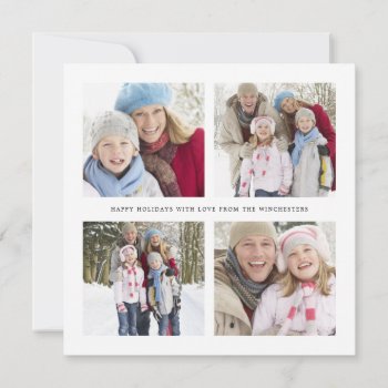 Four Photo Collage Holiday Card by PinkMoonPaperie at Zazzle