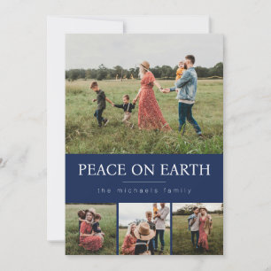 Four Photo Collage Holiday Card - Navy