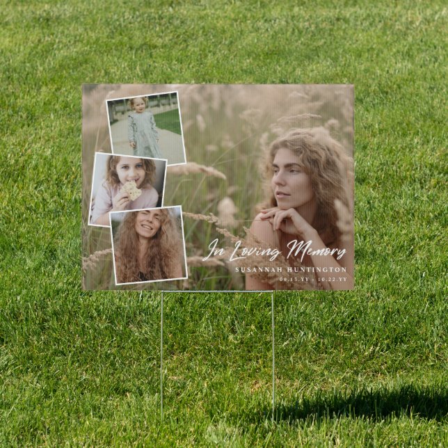 Four Photo Collage In Loving Memory Sign (Insitu)