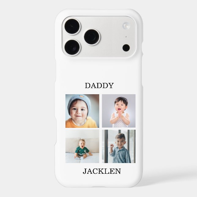 Four Photo Collage Modern Personalized Custom Text Case-Mate iPhone Case (Back)