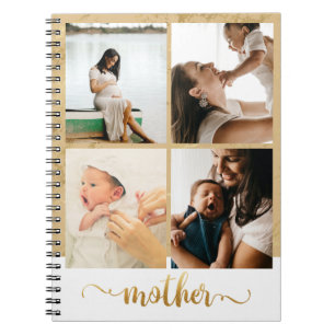 Four Photo Collage New Mom Pregnancy Gift Notebook