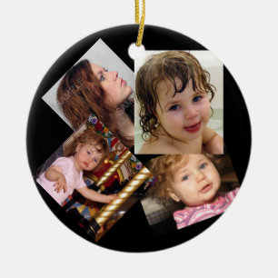 Four Photo Collage Template Ceramic Ornament
