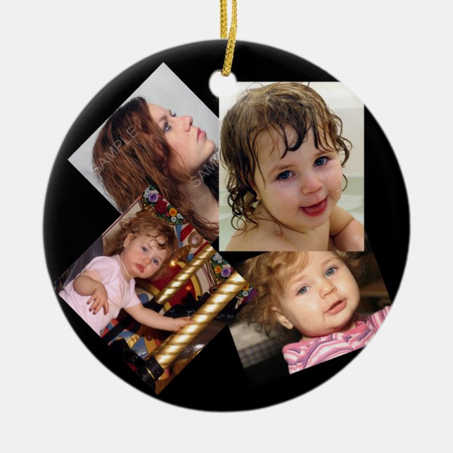Four Photo Collage Template Ceramic Ornament (Front)