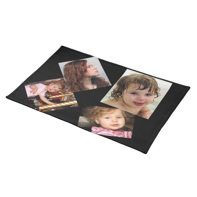 Four Photo Collage Template Cloth Placemat (On Table)