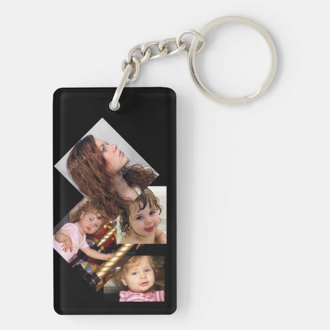 Four Photo Collage Template Keychain (Back)