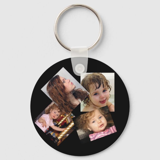 Four Photo Collage Template Keychain (Front)