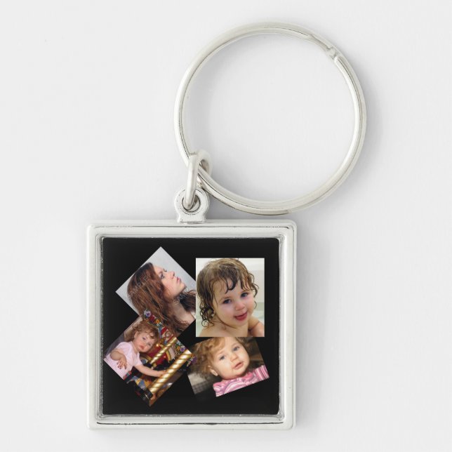 Four Photo Collage Template Keychain (Front)