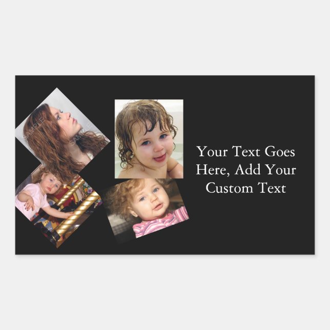 Four Photo Collage Template Rectangular Sticker (Front)