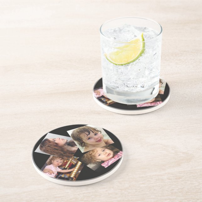 Four Photo Collage Template Sandstone Coaster (Side)