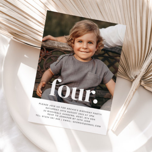 Four Photo First Birthday Invitation 