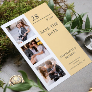 Four Photo Modern Minimalist Wedding Save The Date