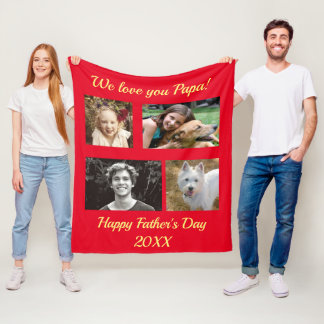 Four Photo Personalized Family Fleece Blanket