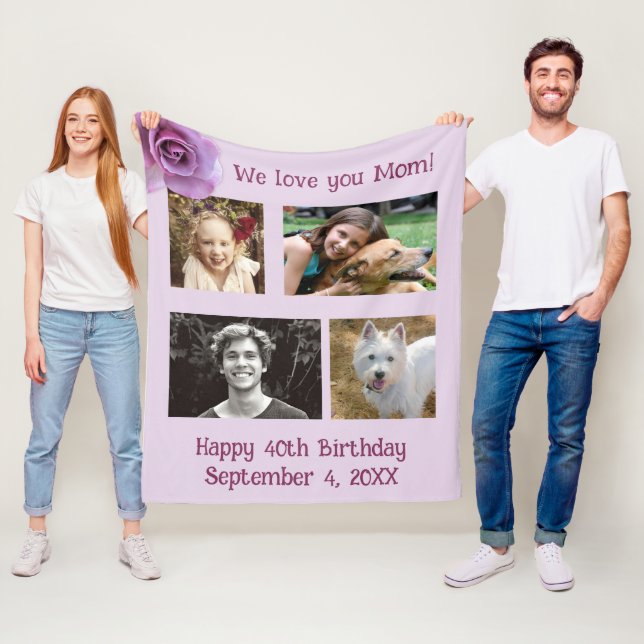 Four Photo Personalized Family Fleece Blanket (In Situ)