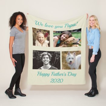 Four Photo Personalized Family Fleece Blanket by BlueHyd at Zazzle