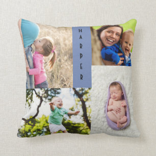 Four Photo Personalized Grandparent Throw Pillow