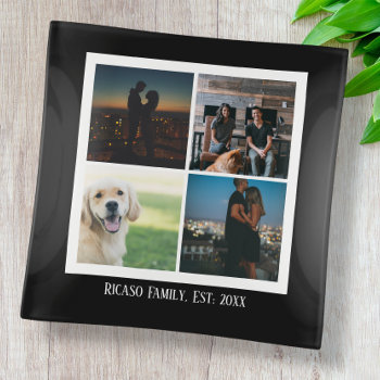 Four Photo Template One Of A Kind Personalized Trinket Tray by Ricaso at Zazzle