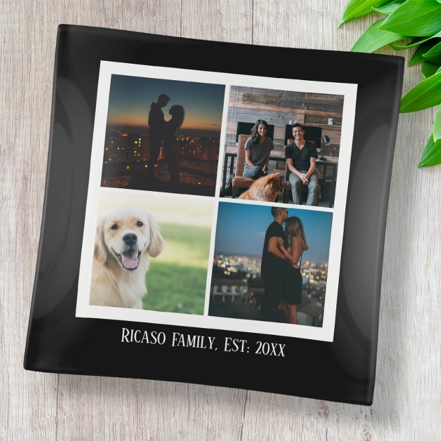 Four Photo Template One of a Kind Personalized Trinket Tray (Creator Uploaded)