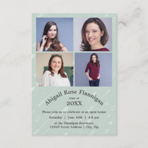 Four Photos Collage Arrows-3x5 Grad Announcement