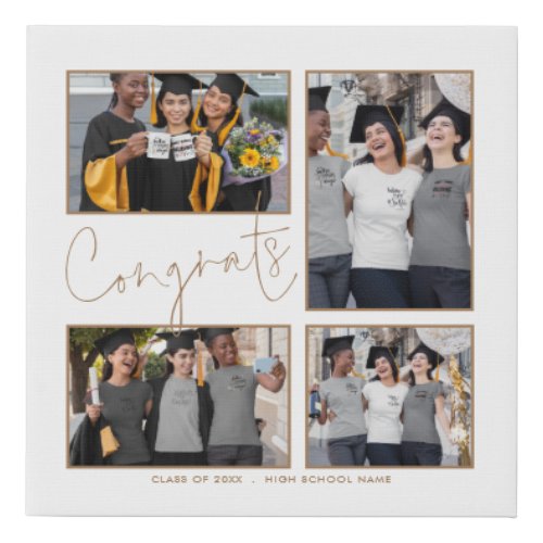 Four Photos Collage Congrats Graduate Friends Year Faux Canvas Print