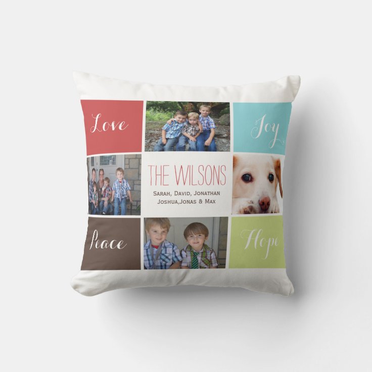 four photos collage custom pillows Zazzle