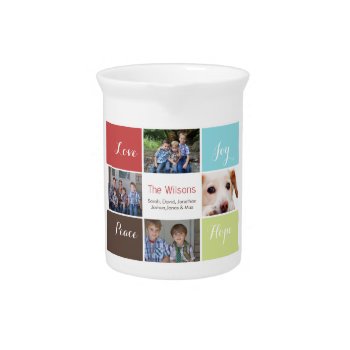 Four Photos Collage Custom Pitcher by XmasMall at Zazzle