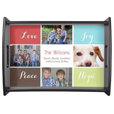 four photos collage custom serving tray