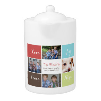 four photos collage custom teapot