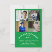 Four Photos Collage Green 3x5- Graduation Announce Invitation (Front)