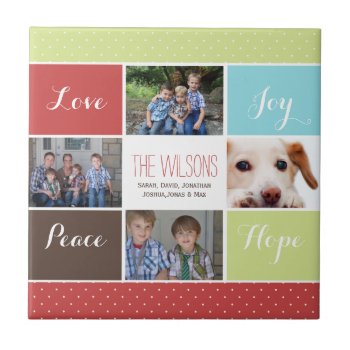 Four Photos Collage Mod Photo Tile by XmasMall at Zazzle