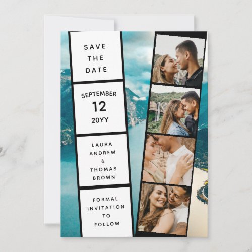 Four Photos Collage Movie Inspiring Save the Date  Invitation