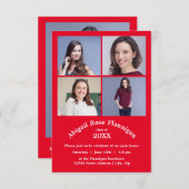 Four Photos Collage Red - 3x5  Graduation Invitation (Front/Back)