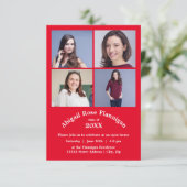 Four Photos Collage Red - 3x5  Graduation Invitation (Standing Front)