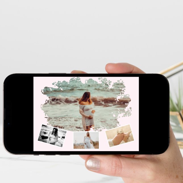 Four Photos Collage Simple Mother To Be Pregnancy Announcement (Front Digital)