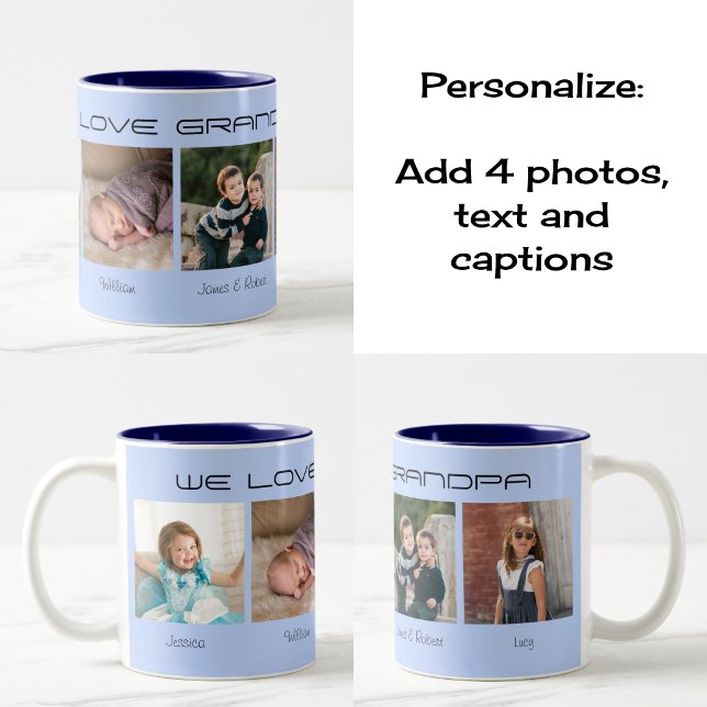 Four photos editable text personalized coffee mug