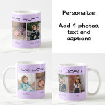 Four Photos Editable Text Personalized Lilac Coffee Mug at Zazzle