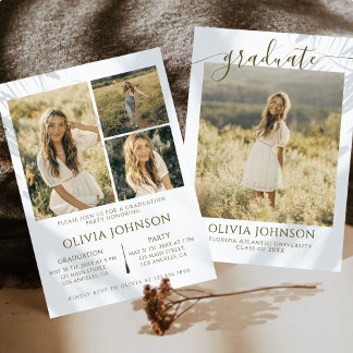 Four Photos Graduation Party Announcement 