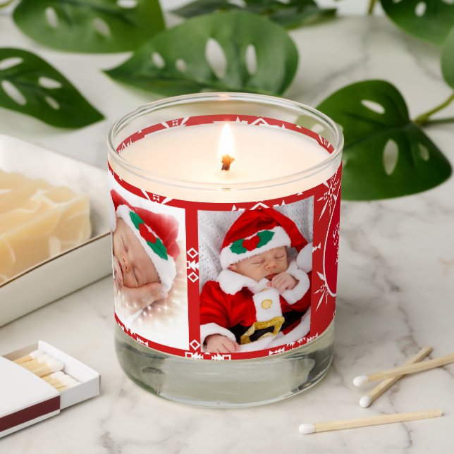 Four Photos Santa Baby Snowflakes Christmas 20XX Scented Candle (Lit)