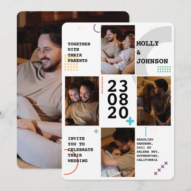 Four Photos Wedding Invitation (Front/Back)