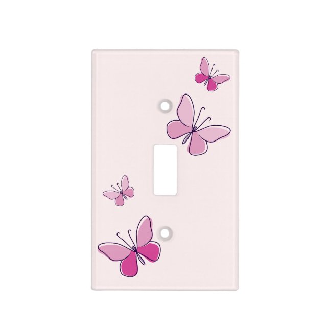 Four Pink Butterflies Flutter Kaleidoscope Blush Light Switch Cover (Front)