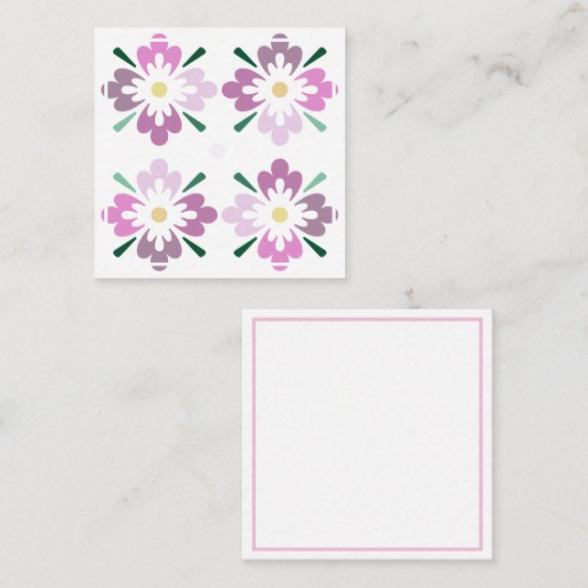 Four pink floral shapes Enclosure Card (Front/Back)