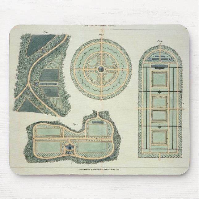 Four Plans for Kitchen Gardens, from 'Hints on the Mouse Pad (Front)